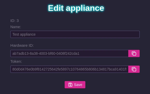 Edit appliance
